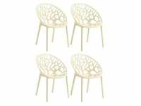 CLP 4er Set Stuhl Hope stapelbar und mit modernem Design, Farbe:creme