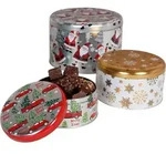 Weihnachts-Metalldosen-Set rund 4-teilig
