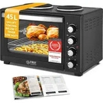 TZS First Austria - Mini Backofen mit Kochplatten 45L 3200W - Premium-X Coating -