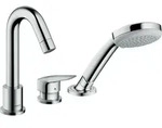 Hansgrohe Logis 3-Loch Wannenmischer Fertigset Chrom Wannenrandmontage - Silber