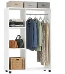 HOMCOM Kleiderschrank auf Rollen, mobile Garderobe, 80 x 40 x 128 cm, Wei&szlig; -...