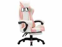 vidaXL Gaming-Stuhl mit Fußstütze Rosa und Weiß Kunstleder