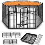TRESKO&reg; Welpenlaufstall 80 cm hoch mit Dach & Erdankern | Welpenauslauf...