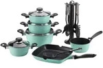 Topfset 17-tlg mit langlebige Antihaft-Versiegelung aus Alugu&szlig; in mint /...