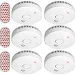 6er Set Rauchwarnmelder fotoelektrisch, austauschbare Batterie, auch f&uuml;r K&uuml;che