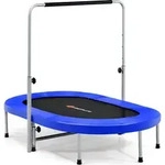 COSTWAY 2 Personen Trampolin mit h&ouml;henverstellbarm Haltegriff, Mini Trampolin bis