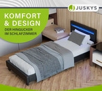 Juskys Polsterbett Paris 90 x 200 cm mit LED, Lattenrost & Kunstleder Schwarz -