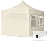 TOOLPORT 3x3m Stahl Faltpavillon, inkl. 4 Seitenteile, creme