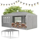 Juskys Partyzelt 3x6 m Grau mit Dach & Seitenw&auml;nden - 18 m2 Sonnenschutz Outdoor -