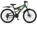 Licorne Bike Strong 2D Premium Mountainbike Shimano,Farbe:Schwarz/Blau/Lime;Zoll:26 -