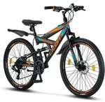 Licorne Bike Strong 2D Premium Mountainbike Shimano,Zoll:26;Farbe:Schwarz/Blau/Orange