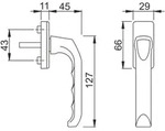 HOPPE London Fenstergriff 013/U34 (Oberfl&auml;che: F9016 verkehrswei&szlig; beschichtet,
