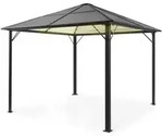 Blumfeldt Pavillon 3x3m, Rostfreier Aluminium-Pavillon mit Festem Dach & Dimmbaren