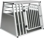 EUGAD Hundetransportbox, Reisebox, Autobox, aus Alu, Silber, 80x65x65cm - Grau