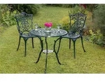 Merxx Gartenm&ouml;belset Lugano 3tlg., 2 Sessel, Tisch &Oslash; 70 cm, gr&uuml;n - Aluminiumguss