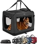 lionto Hundetransportbox faltbar, stabile Stoffbox mit Mesh-Eins&auml;tzen, ideal...