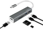 LogiLink USB-C 3.0-Hub 3-Port m. Kartenleser - Silber