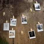 LED Clip Lichterkette - 10 W&auml;scheklammern f&uuml;r Fotos - warmwei&szlig;e LED - 1,35m -