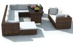 vidaXL 10-tlg. Garten-Lounge-Set mit Auflagen Poly Rattan Braun - Braun
