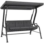 Outsunny Hollywoodschaukel 3-Sitzer Gartenschaukel Sonnendach Texteline Schwarz -
