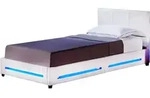 HOME DELUXE - LED Bett Asteroid - Wei&szlig;, 90 x 200 cm - Inkl. Lattenrost I...