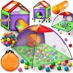KIDUKU Spielzelt + 200 B&auml;lle + Tunnel + Tasche Kinderzelt B&auml;llebad Babyzelt