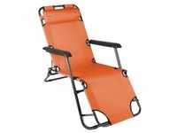 VCM klappbare Sonnenliege Relaxliege Liegestuhl Orange Klappliege Stahl Orange