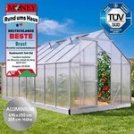 BRAST Gew&auml;chshaus Aluminium mit Fundament | 490x250x205cm | 6mm Hohlkammerplatten 