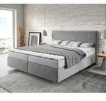 DELIFE Boxspringbett Dream-Well 180x200 cm Mikrofaser Grau mit Matratze und Topper -