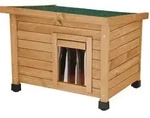 KERBL Rustica Katzenhaus 57x42x45cm - Holz - Braun/Gr&uuml;n