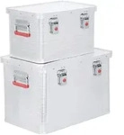 STIER Alubox Set, 30L und 65L, stapelbare Transportkisten, Staub- und