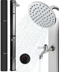 AREBOS Solardusche 35L 216 cm mit Fu&szlig;dusche Thermometer & Abdeckhaube