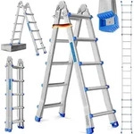 MASKO Aluminium 6in1 Mehrzweckleiter &ndash; 20 Sprossen | - 520 cm | 150 Kg, ausziehbar,
