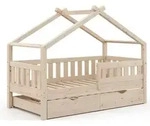Hausbett Vitalispa Design Naturholz 80x160 cm mit G&auml;stebett, Model 35964 - Braun