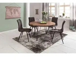 WOHNLING Design Esszimmertisch BAGLI rund &Oslash; 120 x 78 cm Sheesham Massiv-Holz