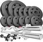 Hop-Sport Hantelset 45 kg 1x Langhantel, 1x SZ Stange, 2X Kurzhanteln, Gewichte 2x5kg