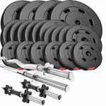 Hop-Sport Hantelset 105 kg 1x Langhantel-Stange, 1x SZ Curl-Stange, 2X Kurzhanteln,