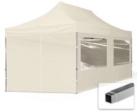 TOOLPORT 3x6m Aluminium Faltpavillon, inkl. 4 Seitenteile, creme