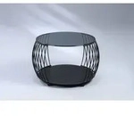 Couchtisch Shanghai 1 in schwarz - MDF/ Sicherheitsglas - D=60cm, H= 45,5cm -...