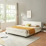 Doppelbett 'Albacete' Polsterbett 160x200cm Bettgestell Bett Lattenrost Wei&szlig; -...