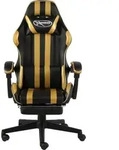 vidaXL Gaming-Stuhl mit Fu&szlig;st&uuml;tze Schwarz und Golden Kunstleder - Gold