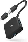 Hama USB-Hub 4 Ports, USB 3.2 Gen1, inkl. USB-C Adapter - Schwarz