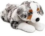 Uni-Toys - Australischer Sch&auml;ferhund mit Geschirr, liegend - 62 cm (L&auml;nge) -