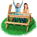 Coemo 2in1 Kindersitzgruppe +Sand-und Wasserspieltisch Kinder Picknicktisch - Beige