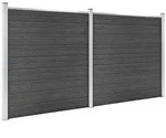 vidaXL Zaunelement Set WPC 353x186 cm Schwarz - Schwarz
