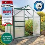BRAST Gew&auml;chshaus Aluminium mit Fundament | 250x190x195cm | 6mm Hohlkammerplatten 