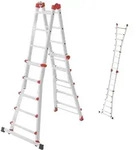 Hailo M80 Alu-Multifunktionsleiter - Schiebeleiter 4 x 5 Sprossen belastbar bis 150