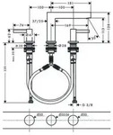 3-Loch-Waschtischarmatur FINORIS 110 m PO Ablaufgarnitur 1 1/4Zoll mattwei&szlig;