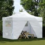 vidaXL Profi-Partyzelt Faltbar mit 4 Seitenw&auml;nden 280x410x315 cm Stahl Wei&szlig;