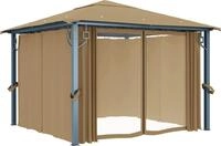 vidaXL Pavillon mit Vorhang 300x300 cm Taupe Aluminium